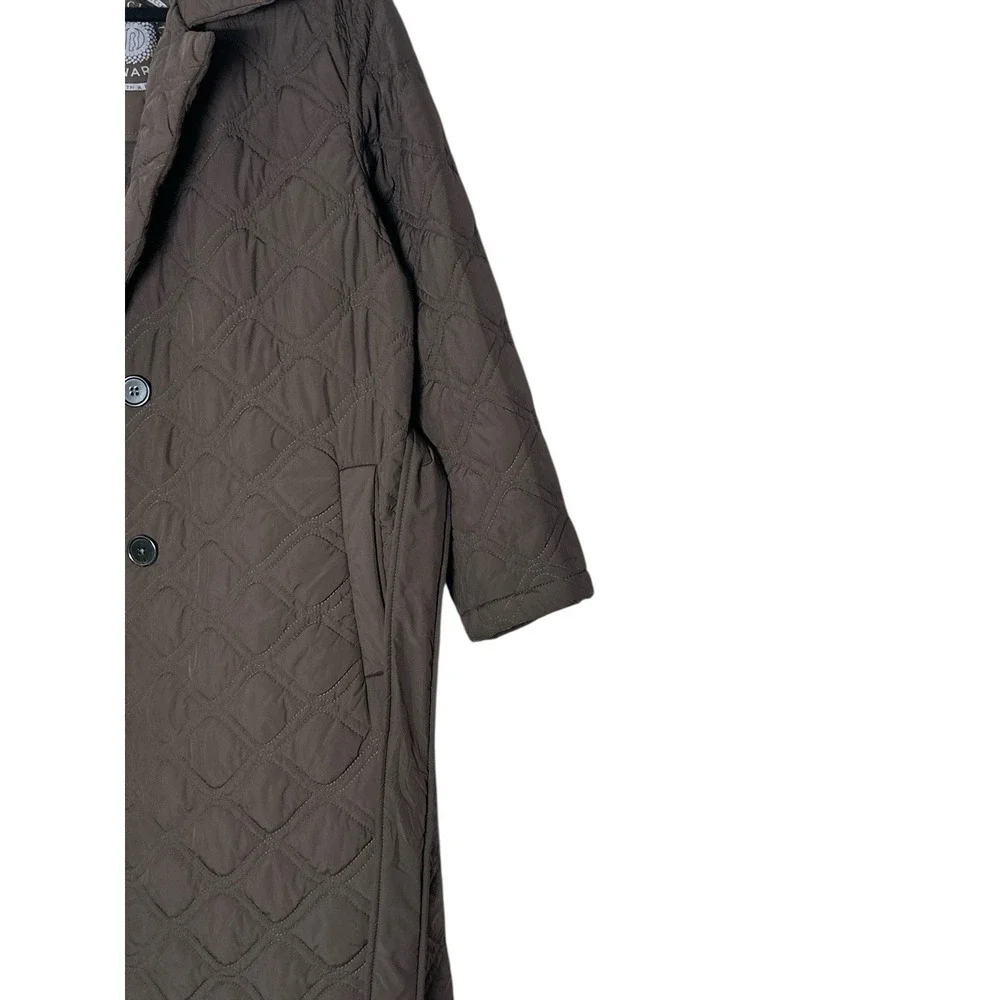 BERNARDO QUILTED PUFFER‎ COAT Women's Medium Brown Long Pockets Long Excellent